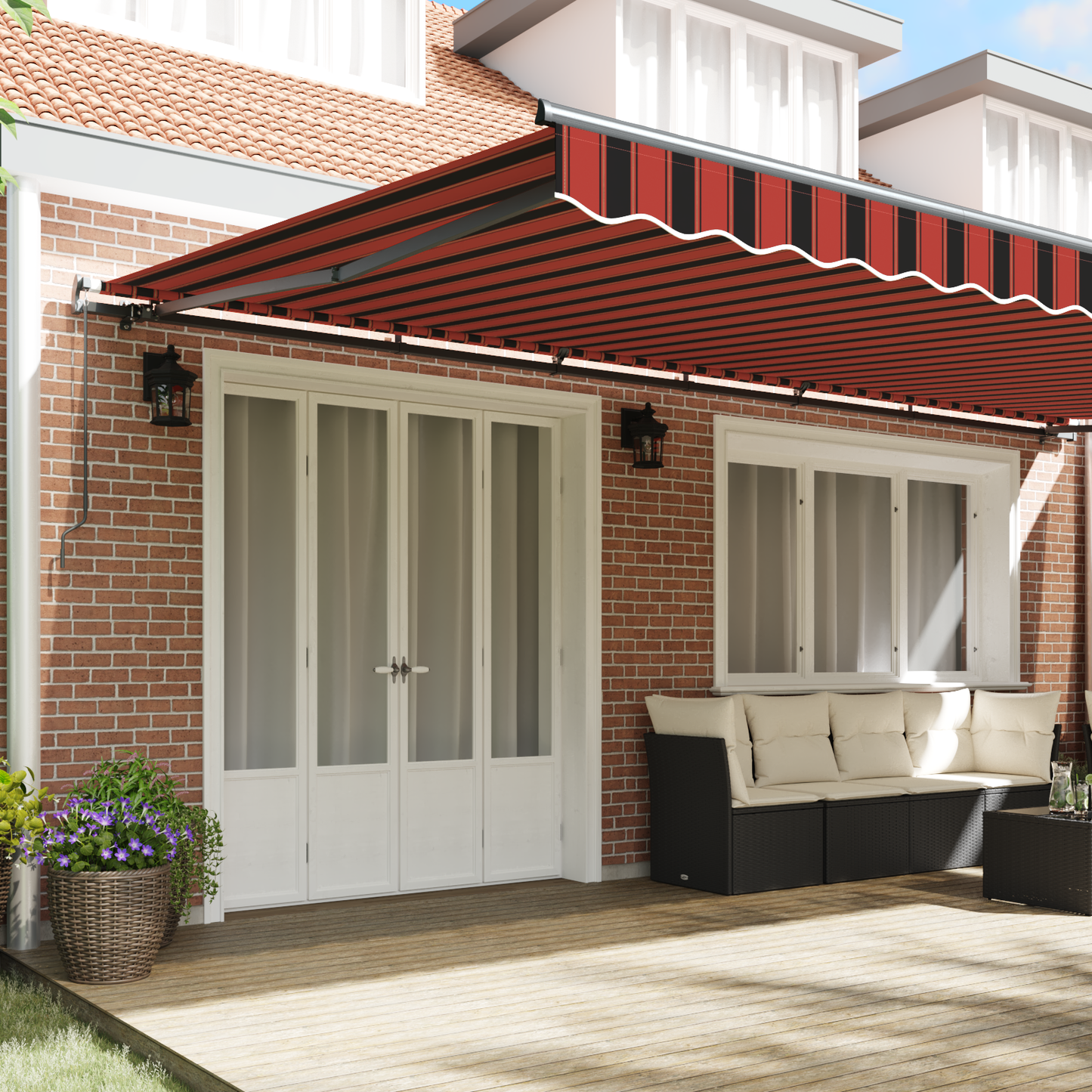 Manuel Utrækbar Markise Orange og Brun - 600 X 300 Cm - billede 3
