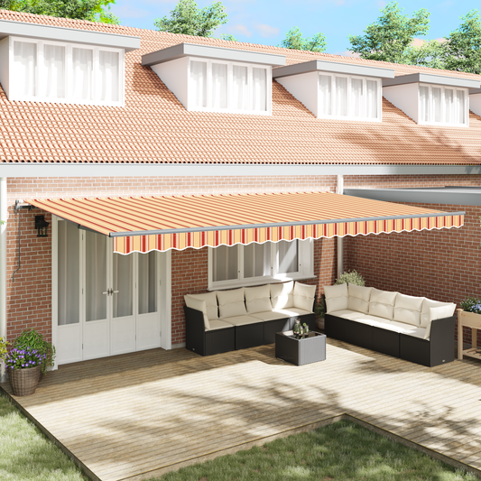 Automatisk Udtækkelig Markise Gul og Orange 600x300 Cm - hovedbillede