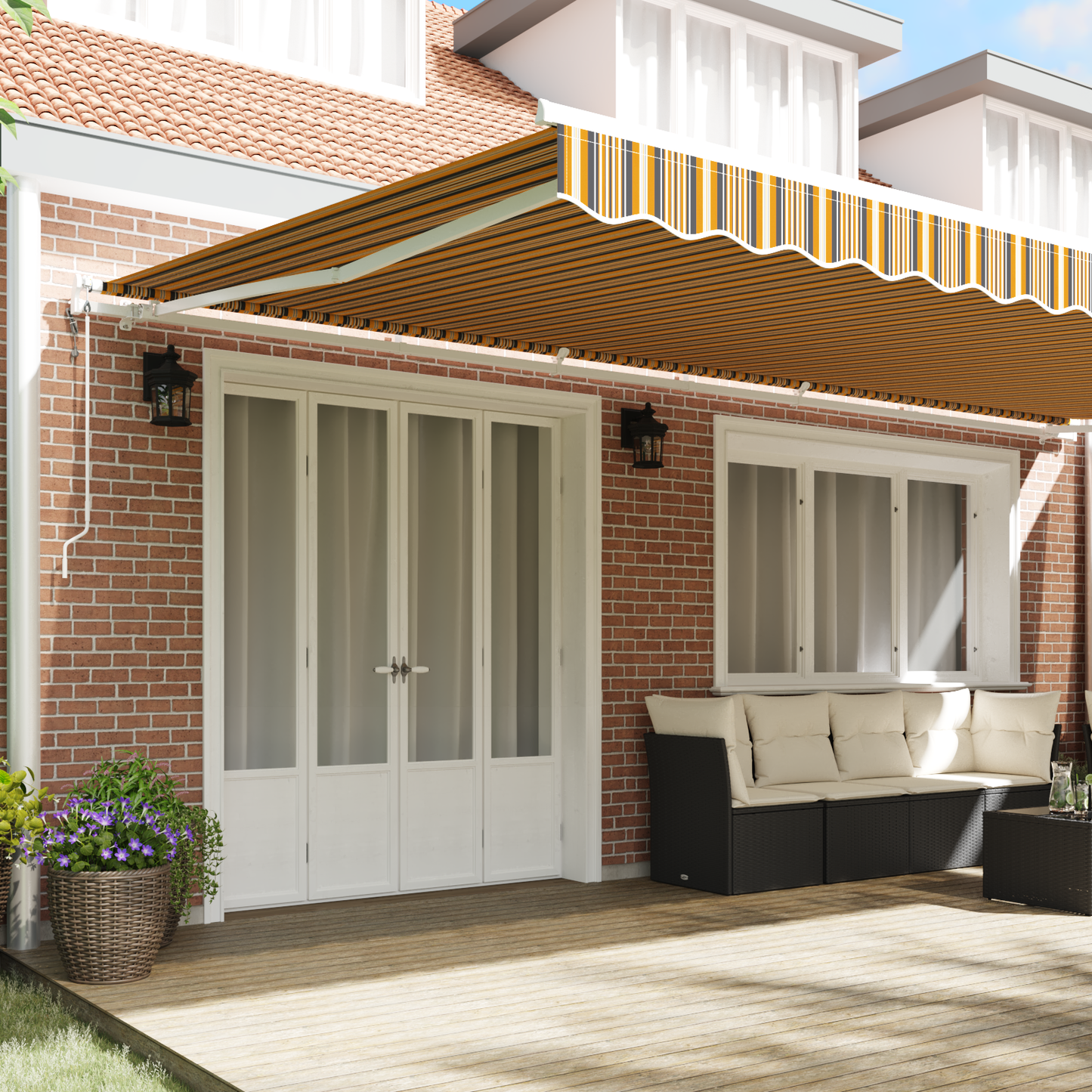 Automatisk Utrækkelig Markise i Multi-farvet Striber, 600 X 300 Cm - billede 3