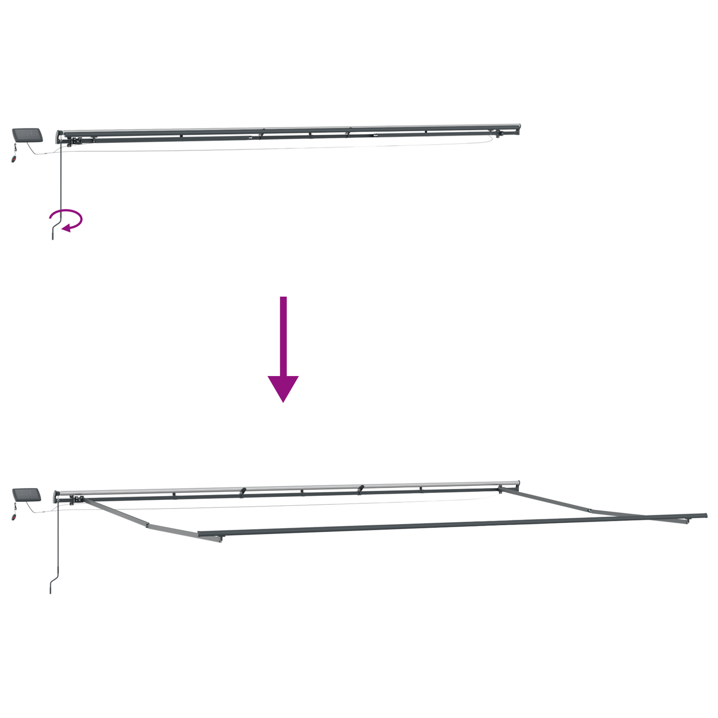 Manuel Udtækkelig Markise med Led Sort 600x300 Cm&&markise Erstatningsstof til 6x3 M Ramme Sort - billede 10