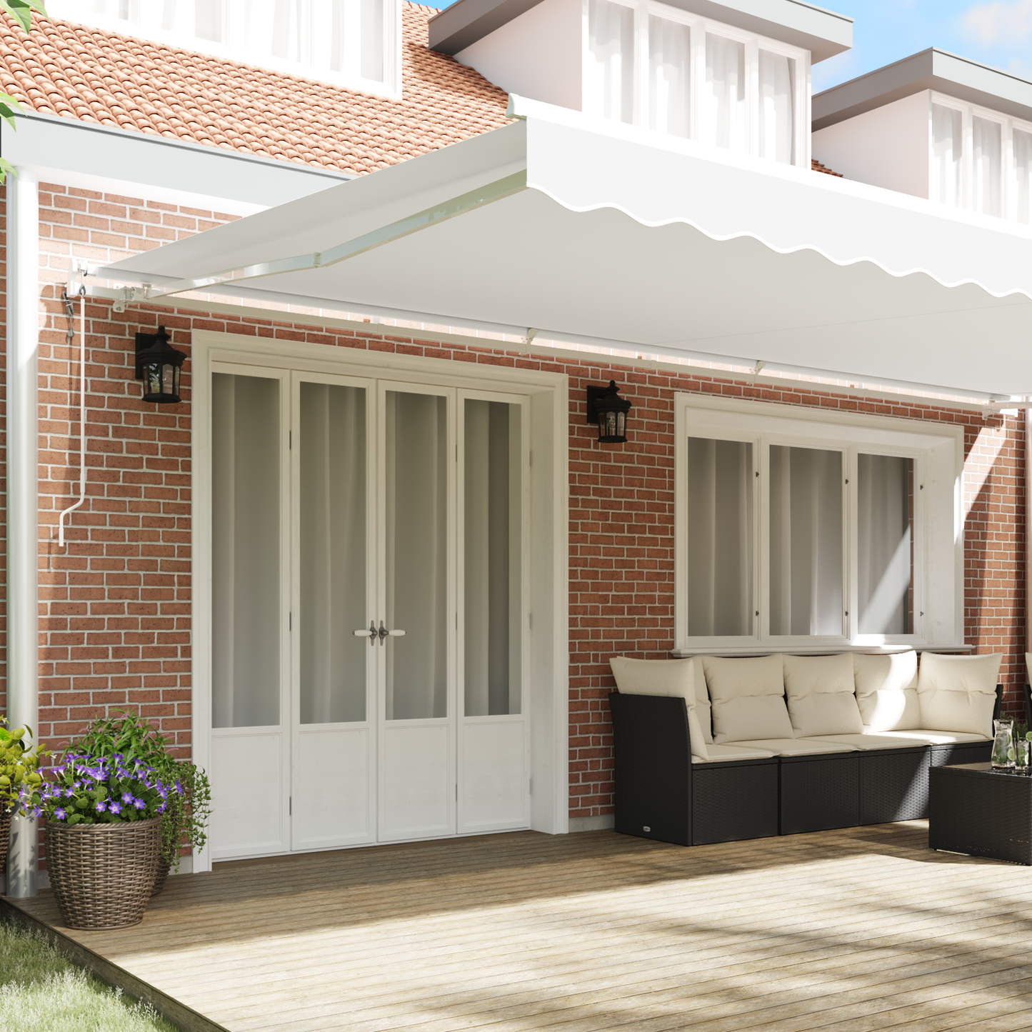 Automatisk Utrækkelig Markise Hvid 600 X 300 Cm - billede 3