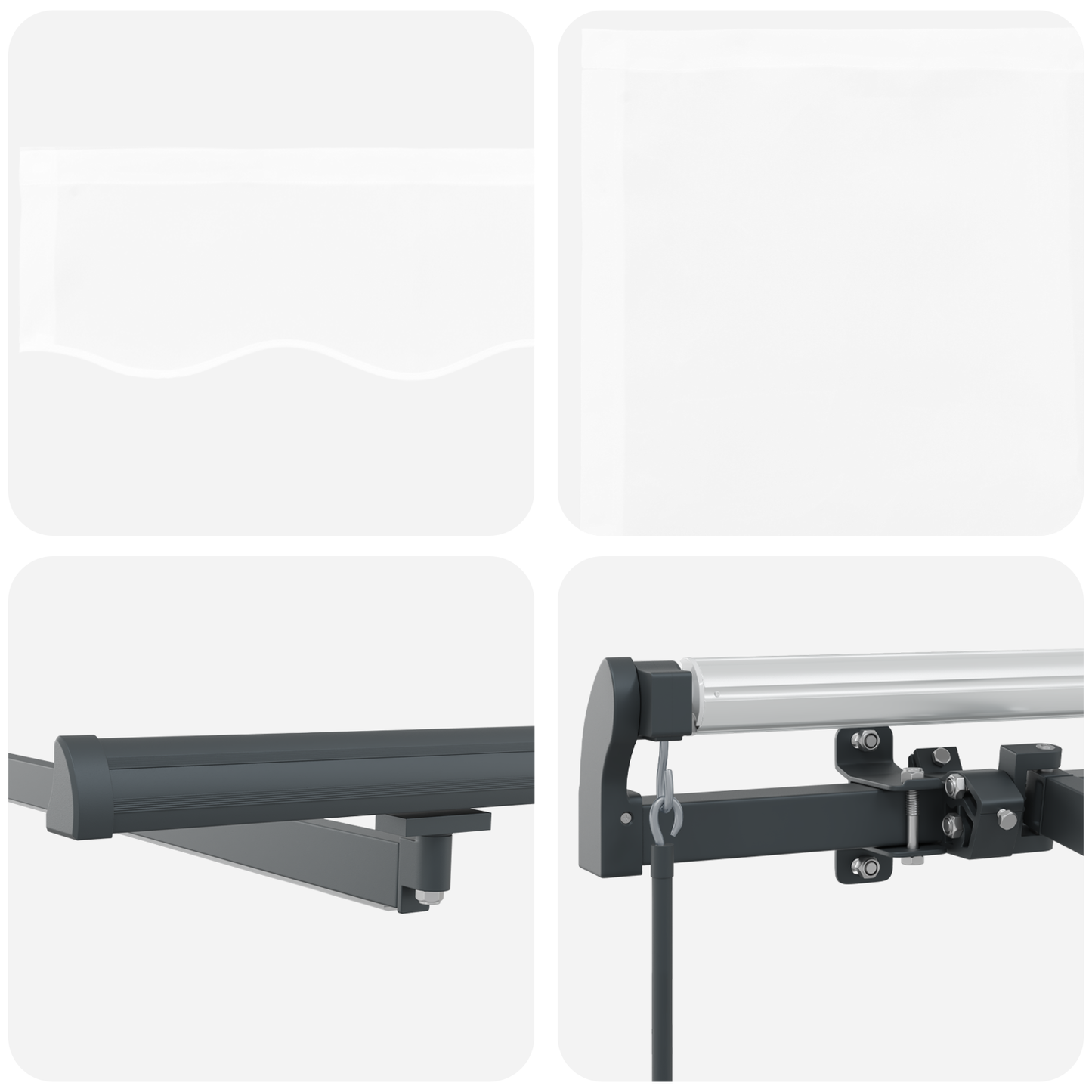 Manuel Udtækkelig Markise med Led Hvid 600x300 Cm&&markise Erstatningsstof til 6x3 M Ramme Hvid - billede 8