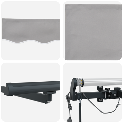 Automatisk Udrulbar Markise med Led Lysegrå 600x300 Cm&&markise Erstatningsstof til 6x3 M Ramme Lysegrå - billede 8