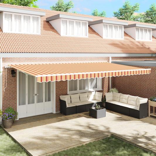 Automatisk Utrækkelig Markise Gul og Orange 600 X 350 Cm - hovedbillede