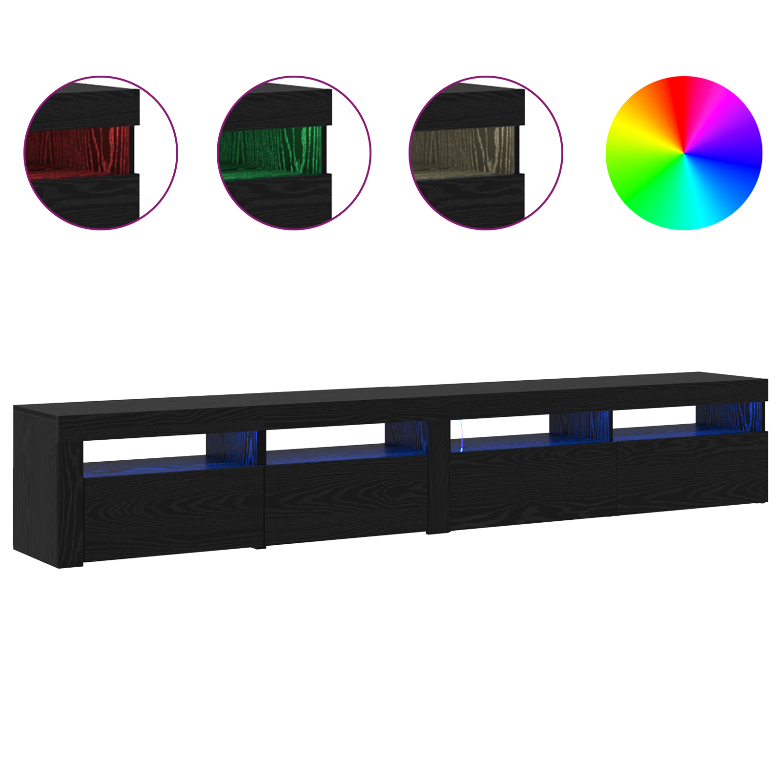 Tv-skabe 2 Stk med Led Lys Sort Eg Konstrueret Træ&&tv-skab med Led Sort Eg 120x35x40 Cm Konstrueret Træ - billede 4