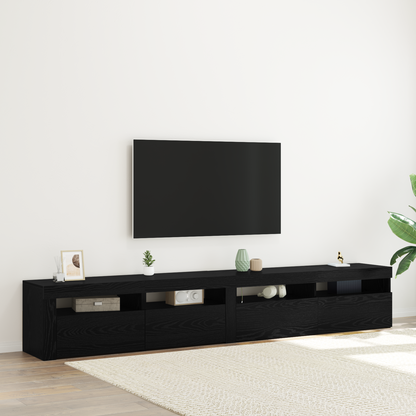 Tv-skabe 2 Stk med Led Lys Sort Eg Konstrueret Træ&&tv-skab med Led Sort Eg 120x35x40 Cm Konstrueret Træ - hovedbillede