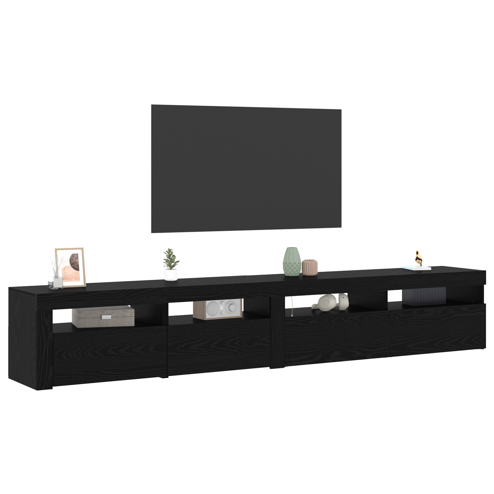 Tv-skabe 2 Stk med Led Lys Sort Eg Konstrueret Træ&&tv-skab med Led Sort Eg 120x35x40 Cm Konstrueret Træ - billede 3