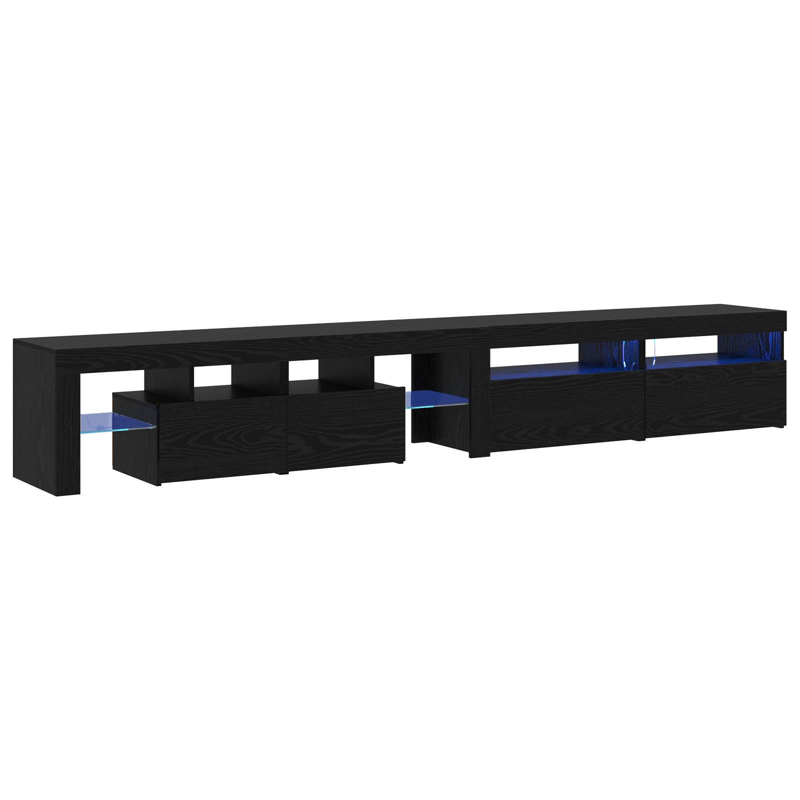 Tv-skabe 3 Stk med Led-lys i Sort Egetræ og Konstrueret Træ&&tv-skabe med Led-lys 2 Stk i Sort Egetræ 60x35x40 Cm i Konstrueret Træ - billede 2