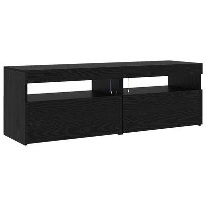 Tv-skabe 3 Stk med Led-lys i Sort Egetræ og Konstrueret Træ&&tv-skabe med Led-lys 2 Stk i Sort Egetræ 60x35x40 Cm i Konstrueret Træ - billede 6