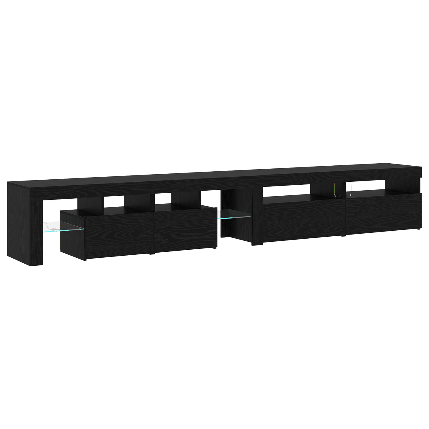 Tv-skabe 3 Stk med Led-lys i Sort Egetræ og Konstrueret Træ&&tv-skabe med Led-lys 2 Stk i Sort Egetræ 60x35x40 Cm i Konstrueret Træ - billede 8