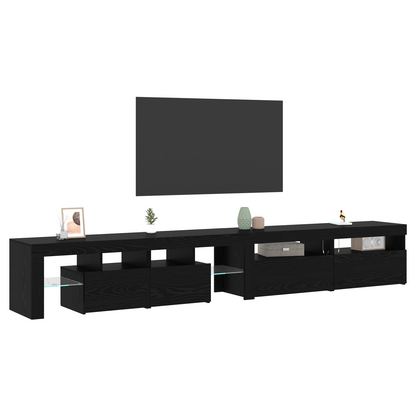 Tv-skabe 3 Stk med Led-lys i Sort Egetræ og Konstrueret Træ&&tv-skabe med Led-lys 2 Stk i Sort Egetræ 60x35x40 Cm i Konstrueret Træ - billede 3