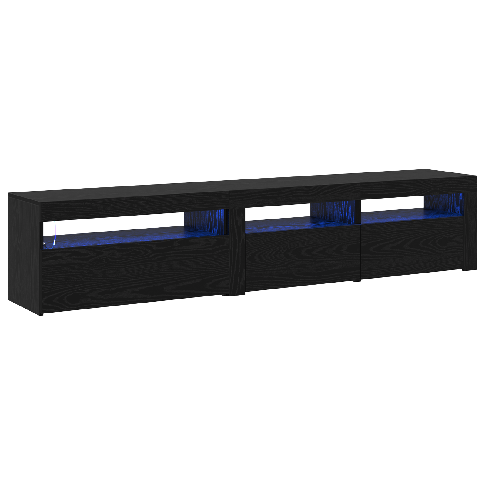 Tv Skabe 2 Stk med Led Lys Sort Egetræ Konstrueret Træ&&tv Stativ med Led Lys - Sort Egetræ - 75x35x40 Cm - Lavet af Konstrueret Træ - billede 2
