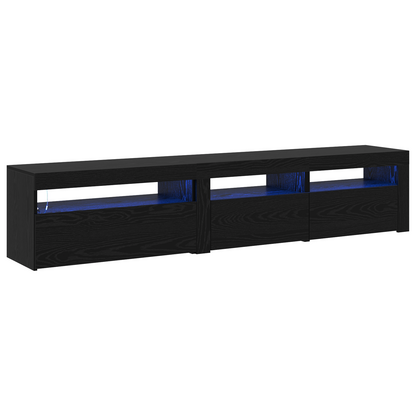 Tv Skabe 2 Stk med Led Lys Sort Egetræ Konstrueret Træ&&tv Stativ med Led Lys - Sort Egetræ - 75x35x40 Cm - Lavet af Konstrueret Træ - billede 2