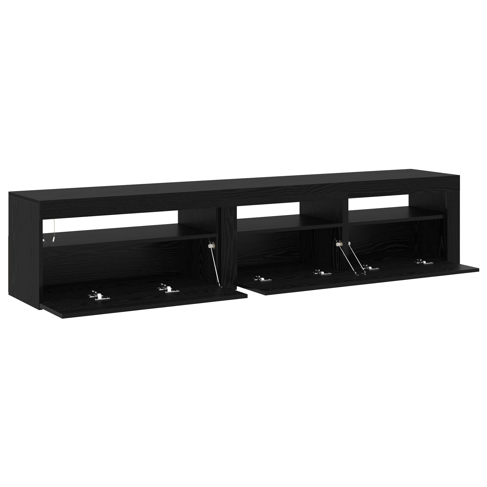 Tv Skabe 2 Stk med Led Lys Sort Egetræ Konstrueret Træ&&tv Stativ med Led Lys - Sort Egetræ - 75x35x40 Cm - Lavet af Konstrueret Træ - billede 5