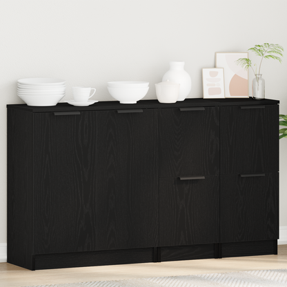 Skænk Sort Eg 180 X 30 X 70 Cm Konstrueret Træ