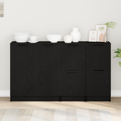 Skænk Sort Eg 180 X 30 X 70 Cm Konstrueret Træ