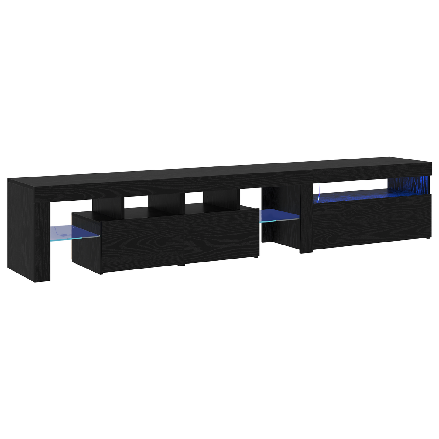 Tv Skabe 2 Stk med Led Lys Sort Eg Konstrueret Træ&&tv Stand med Led Lys - Sort Eg - 75x35x40 Cm - Lavet af Konstrueret Træ - billede 2
