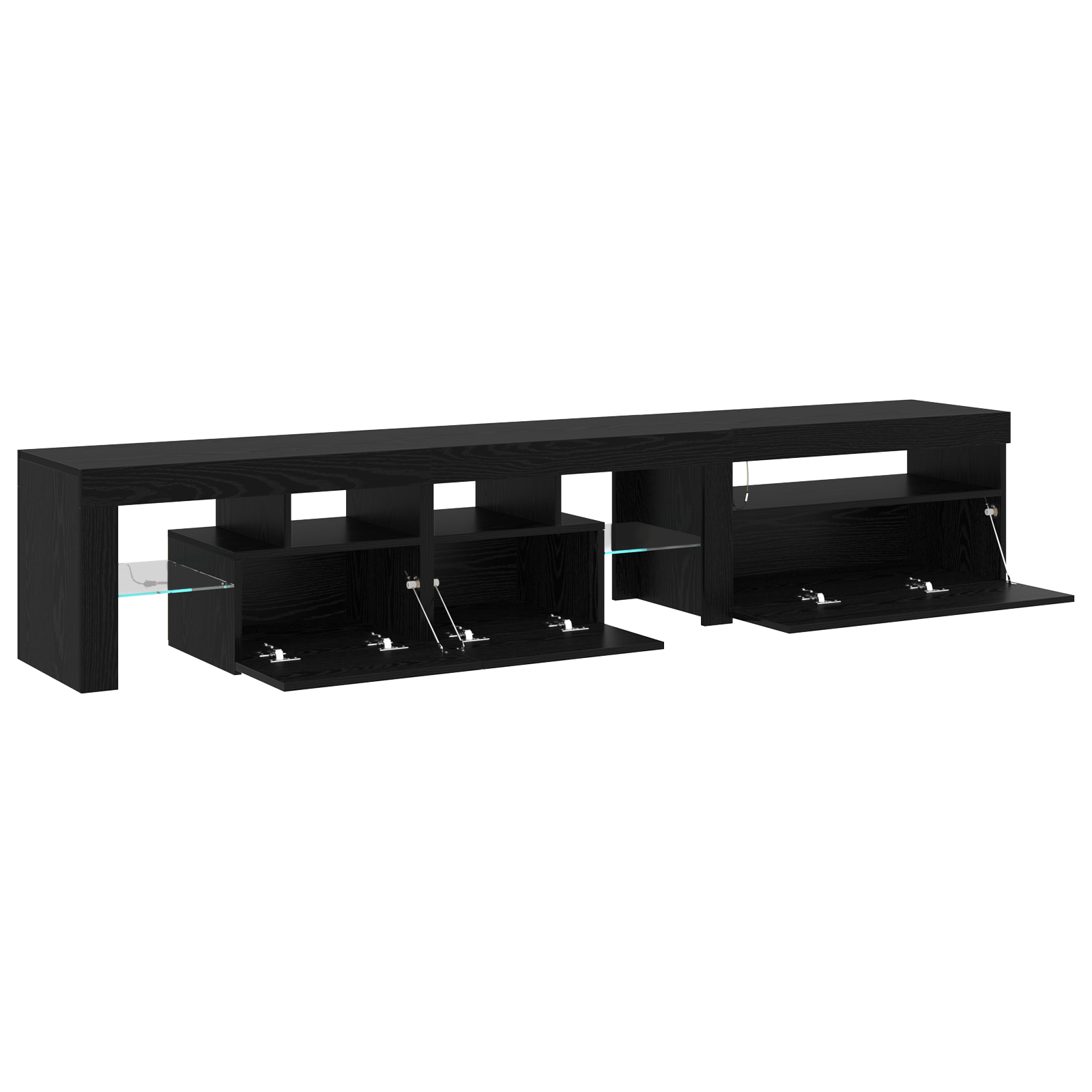 Tv Skabe 2 Stk med Led Lys Sort Eg Konstrueret Træ&&tv Stand med Led Lys - Sort Eg - 75x35x40 Cm - Lavet af Konstrueret Træ - billede 5