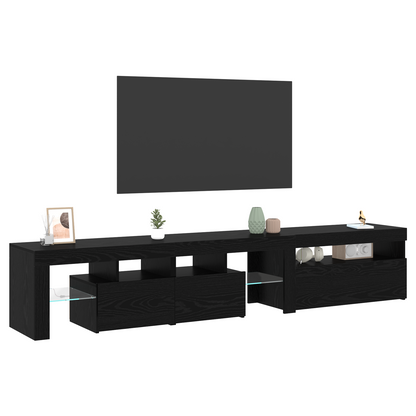 Tv Skabe 2 Stk med Led Lys Sort Eg Konstrueret Træ&&tv Stand med Led Lys - Sort Eg - 75x35x40 Cm - Lavet af Konstrueret Træ - billede 3
