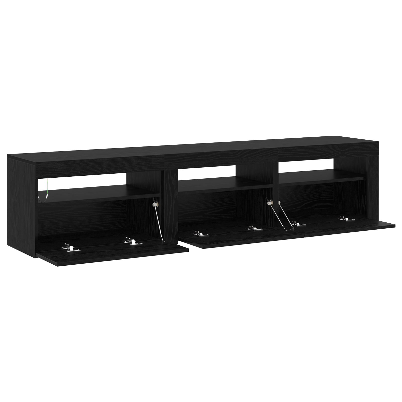 Tv-skabe 2 Stk med Led-lys Sort Egetræ Konstrueret Træ&&sort Egetræ Tv-stativ med Led-lys, 60x35x40 Cm, Lavet af Konstrueret Træ - billede 5
