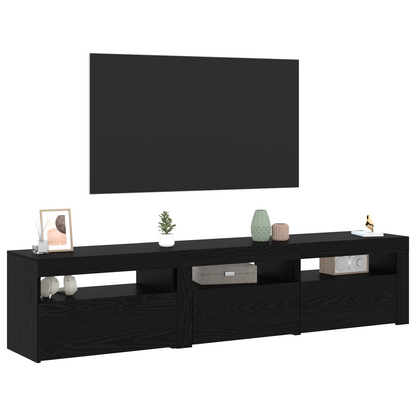 Tv-skabe 2 Stk med Led-lys Sort Egetræ Konstrueret Træ&&sort Egetræ Tv-stativ med Led-lys, 60x35x40 Cm, Lavet af Konstrueret Træ - billede 3