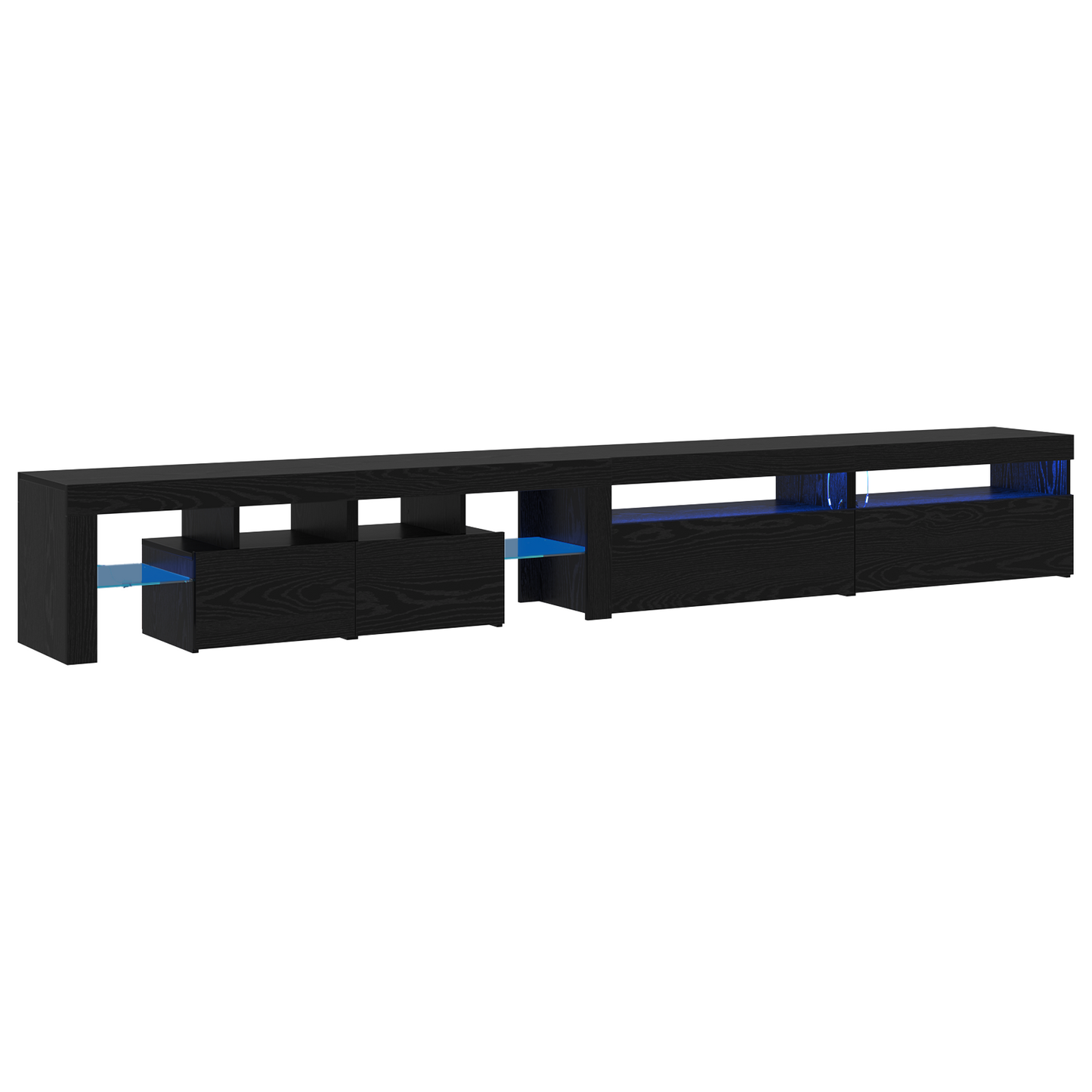 Tv Skabe 3 Stk med Led Lys Sort Eg Konstrueret Træ&&tv Skabe med Led Lys 2 Stk Sort Eg 75x35x40 Cm Konstrueret Træ - billede 2