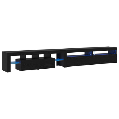 Tv Skabe 3 Stk med Led Lys Sort Eg Konstrueret Træ&&tv Skabe med Led Lys 2 Stk Sort Eg 75x35x40 Cm Konstrueret Træ - billede 2
