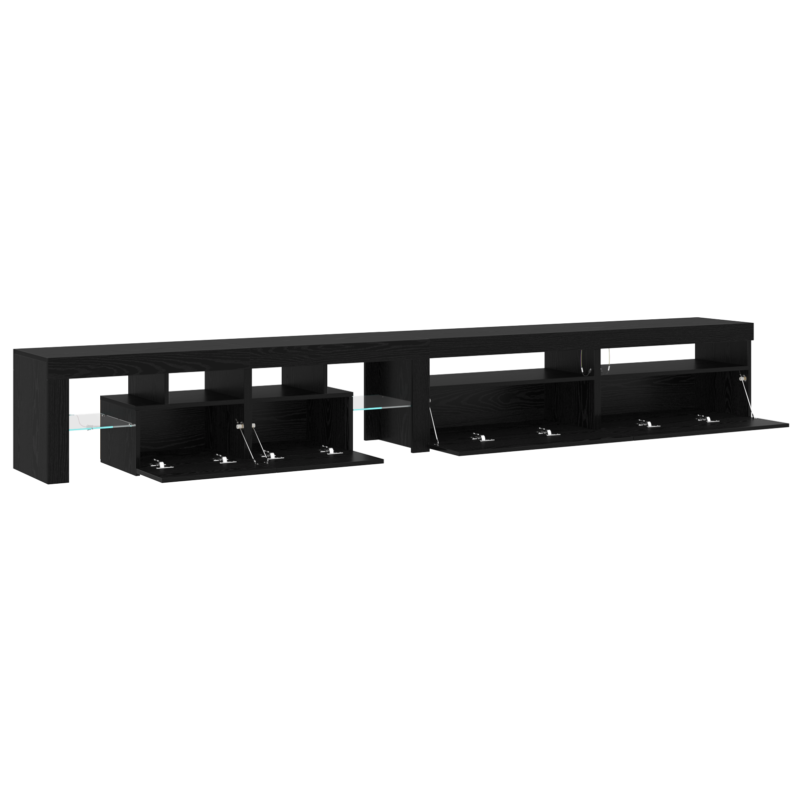 Tv Skabe 3 Stk med Led Lys Sort Eg Konstrueret Træ&&tv Skabe med Led Lys 2 Stk Sort Eg 75x35x40 Cm Konstrueret Træ - billede 5