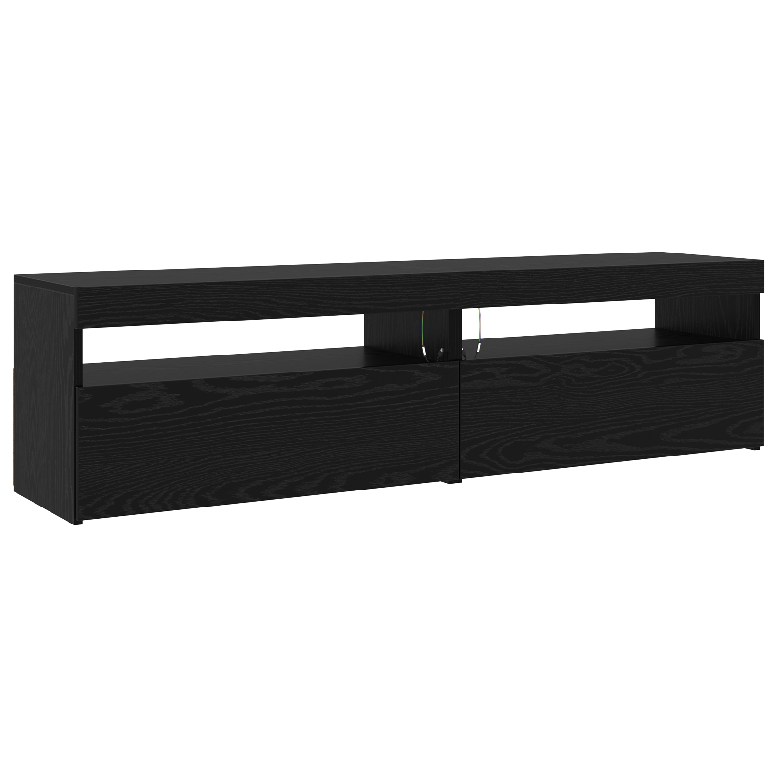 Tv Skabe 3 Stk med Led Lys Sort Eg Konstrueret Træ&&tv Skabe med Led Lys 2 Stk Sort Eg 75x35x40 Cm Konstrueret Træ - billede 6