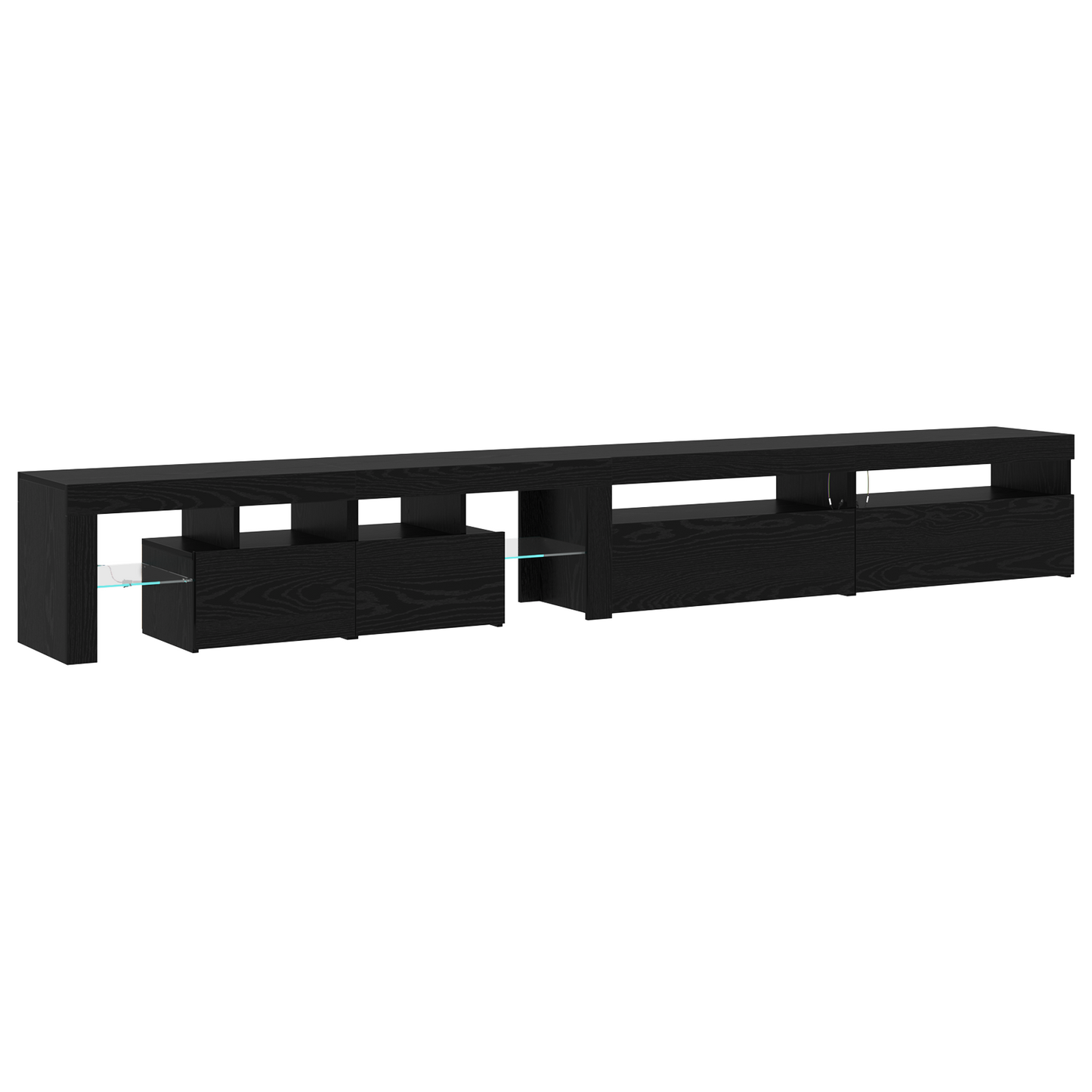 Tv Skabe 3 Stk med Led Lys Sort Eg Konstrueret Træ&&tv Skabe med Led Lys 2 Stk Sort Eg 75x35x40 Cm Konstrueret Træ - billede 8