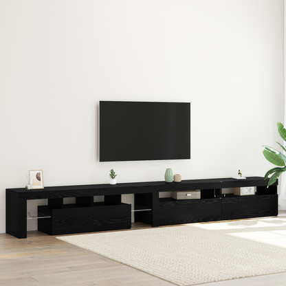 Tv Skabe 3 Stk med Led Lys Sort Eg Konstrueret Træ&&tv Skabe med Led Lys 2 Stk Sort Eg 75x35x40 Cm Konstrueret Træ - hovedbillede