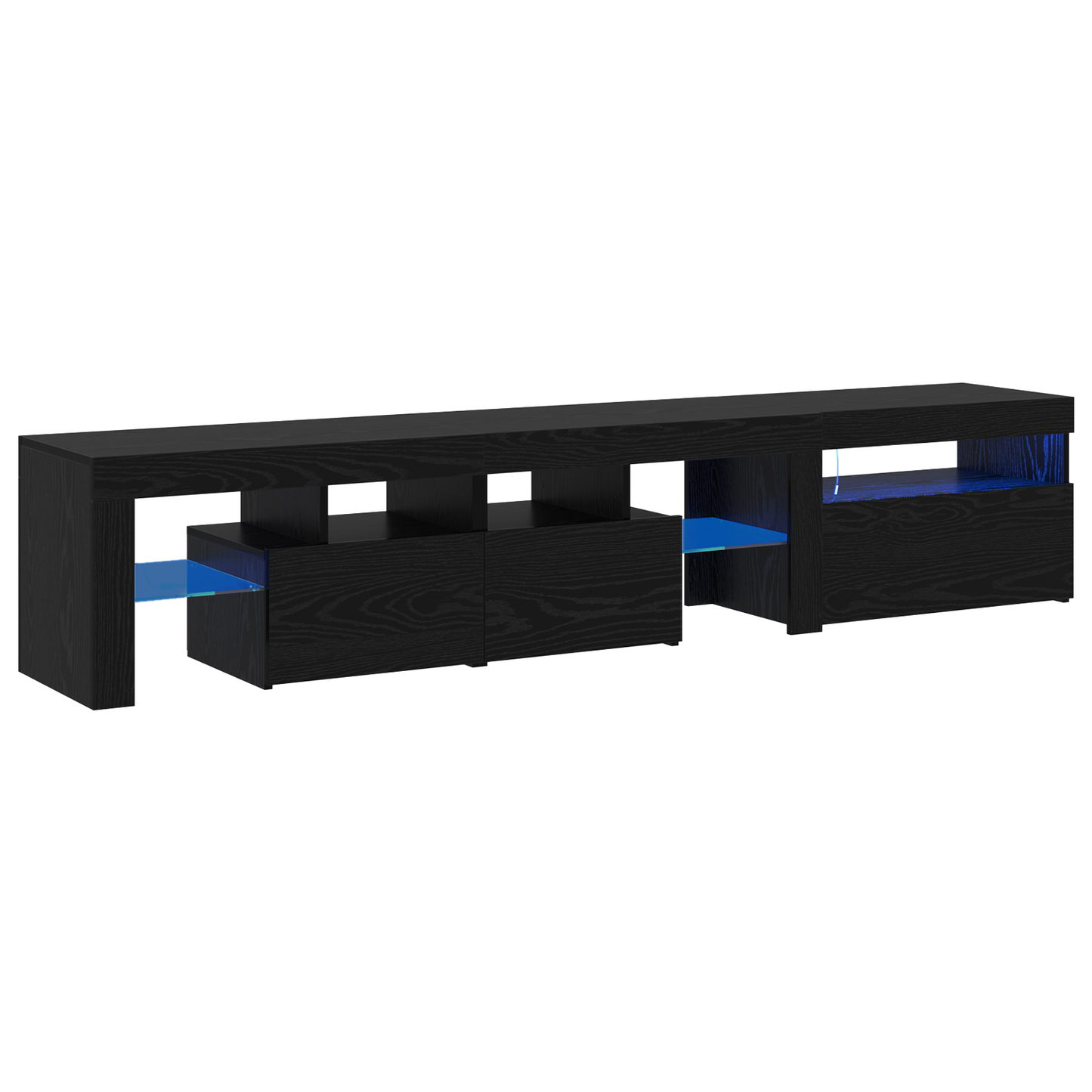 Tv Skabe 2 Stk med Led Lys Sort Egetræ Konstrueret Træ&&sort Egetræ Tv Stand med Led Lys, 60x35x40 Cm, Lavet af Konstrueret Træ - billede 2