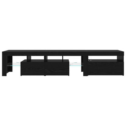Tv Skabe 2 Stk med Led Lys Sort Egetræ Konstrueret Træ&&sort Egetræ Tv Stand med Led Lys, 60x35x40 Cm, Lavet af Konstrueret Træ - billede 9