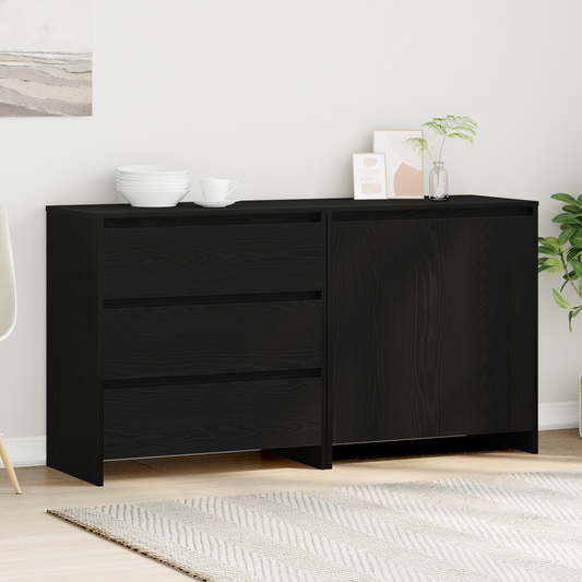 2-Piece Skabe I Sort Eg Konstrueret Træ