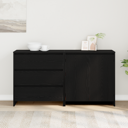 2-Piece Skabe I Sort Eg Konstrueret Træ