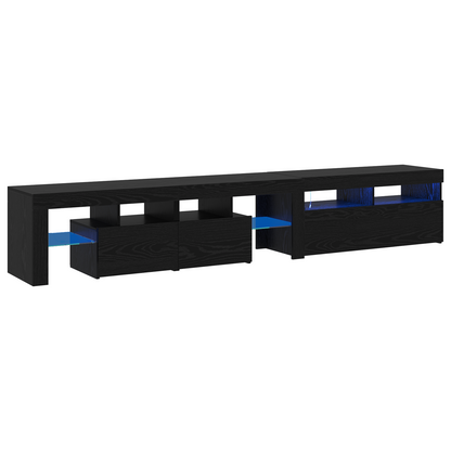 Tv Skabe 2 Stk med Led Lygter Sort Eg Konstrueret Træ&&tv Stand med Led Lygter - Sort Eg, 90x35x40 Cm, Lavet af Konstrueret Træ - billede 2