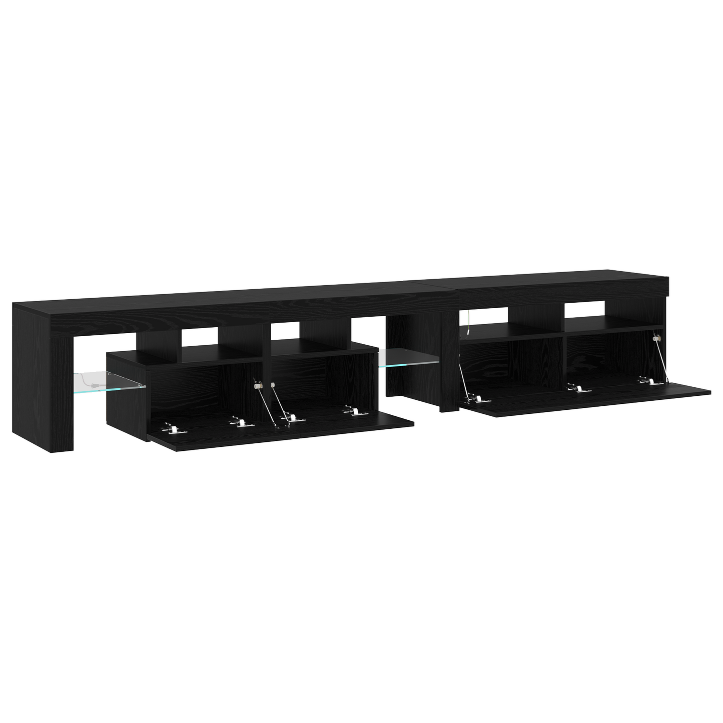 Tv Skabe 2 Stk med Led Lygter Sort Eg Konstrueret Træ&&tv Stand med Led Lygter - Sort Eg, 90x35x40 Cm, Lavet af Konstrueret Træ - billede 5