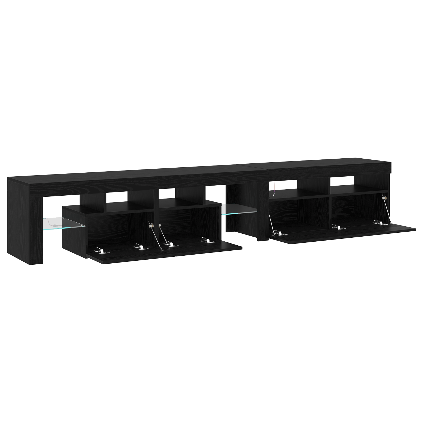 Tv Skabe 2 Stk med Led Lygter Sort Eg Konstrueret Træ&&tv Stand med Led Lygter - Sort Eg, 90x35x40 Cm, Lavet af Konstrueret Træ - billede 5