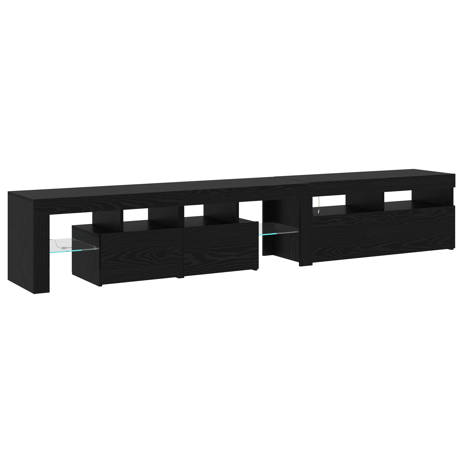 Tv Skabe 2 Stk med Led Lygter Sort Eg Konstrueret Træ&&tv Stand med Led Lygter - Sort Eg, 90x35x40 Cm, Lavet af Konstrueret Træ - billede 8