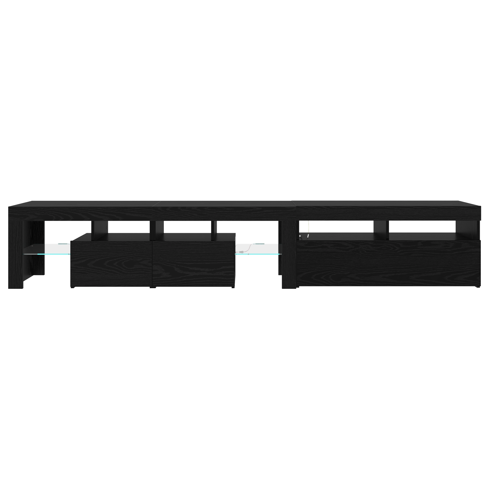 Tv Skabe 2 Stk med Led Lygter Sort Eg Konstrueret Træ&&tv Stand med Led Lygter - Sort Eg, 90x35x40 Cm, Lavet af Konstrueret Træ - billede 9