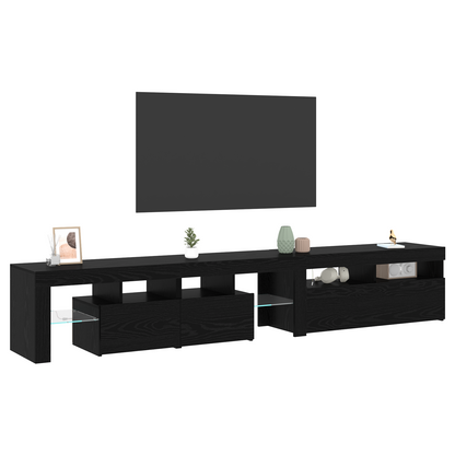 Tv Skabe 2 Stk med Led Lygter Sort Eg Konstrueret Træ&&tv Stand med Led Lygter - Sort Eg, 90x35x40 Cm, Lavet af Konstrueret Træ - billede 3