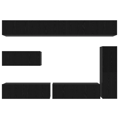 7-delt Tv-skabssæt - Vægmonteret - Sort Eg-finer - billede 9