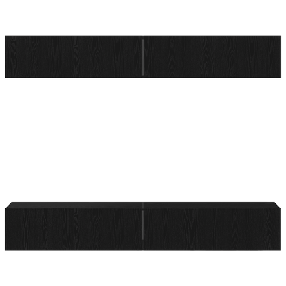 Tv-Møbelsæt 4 Dele Sort Eg 100 X 30 X 30 Cm Konstrueret Træ