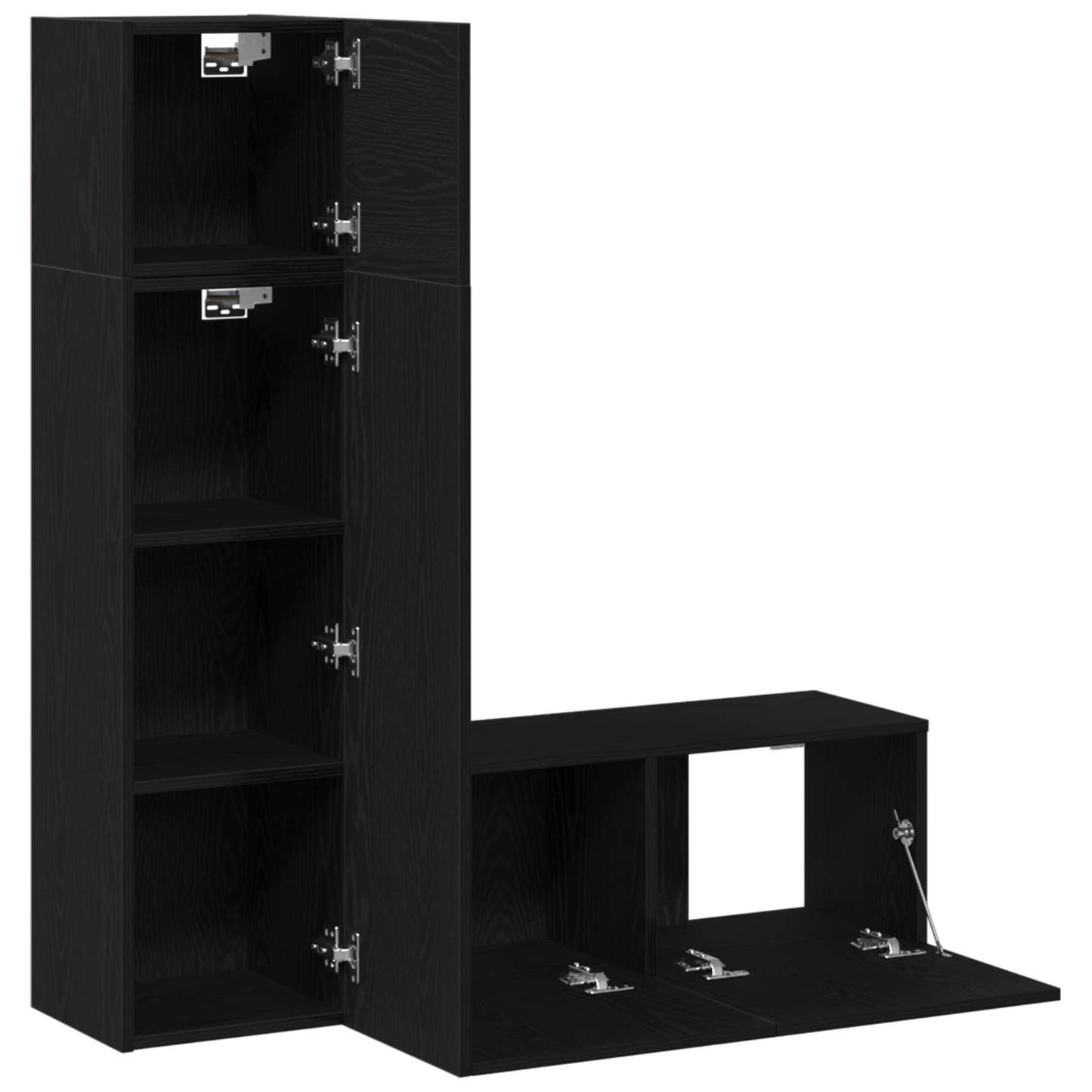 Tv-Møbelsæt 3 Dele Sort Eg 130.5 X 30 X 140 Cm Konstrueret Træ