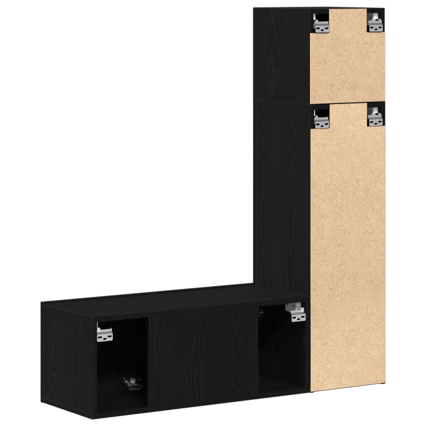 Tv-Møbelsæt 3 Dele Sort Eg 130.5 X 30 X 140 Cm Konstrueret Træ