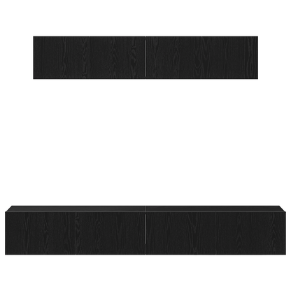 Tv-Møbelsæt 4 Dele Sort Eg 100 X 30 X 30 Cm Konstrueret Træ