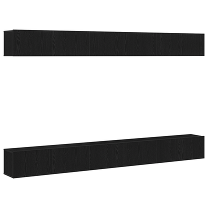 Tv-Møbelsæt 6 Dele Sort Eg 100 X 30 X 30 Cm Konstrueret Træ