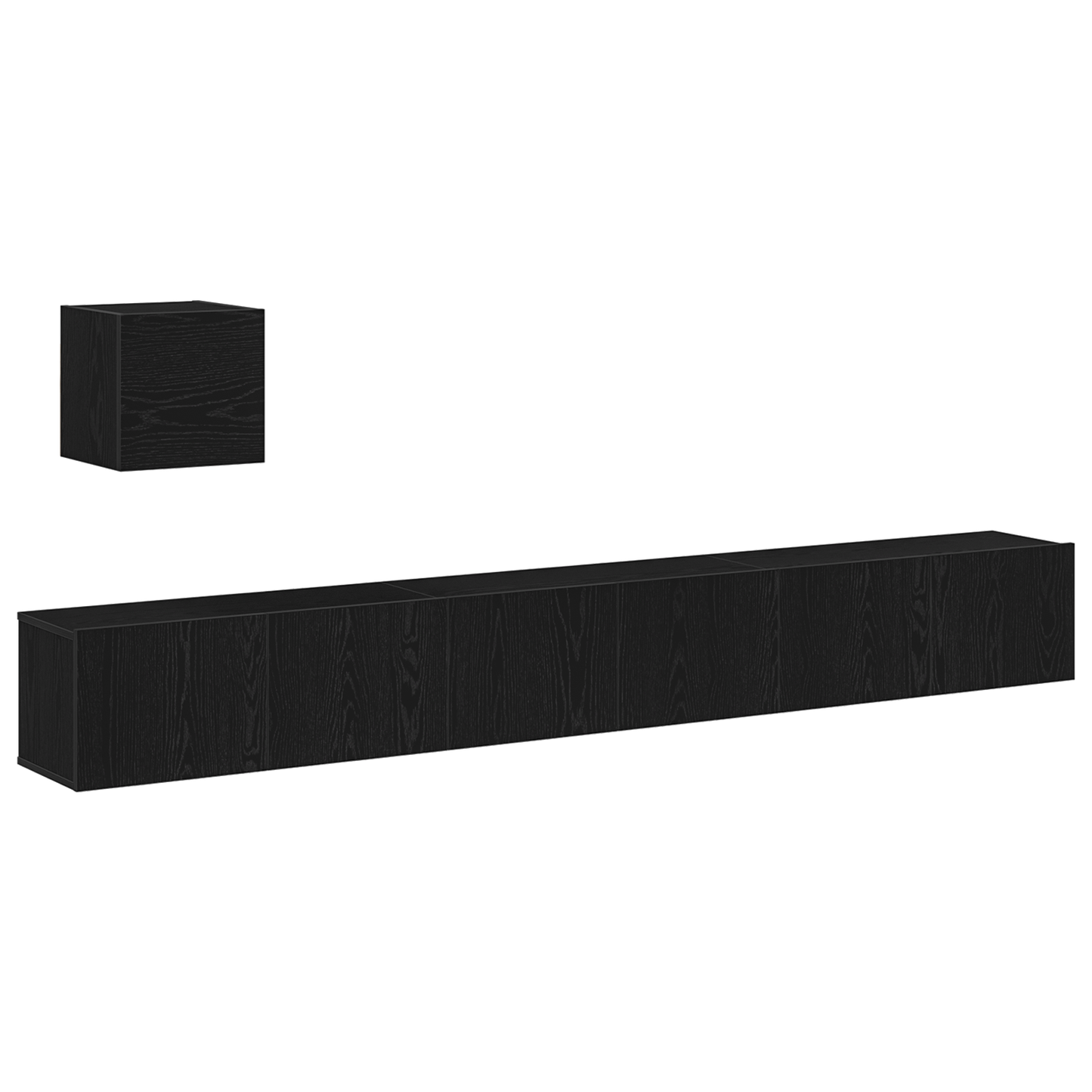 Tv-Møbelsæt 4 Dele Sort Eg 80 X 30 X 30 Cm Konstrueret Træ