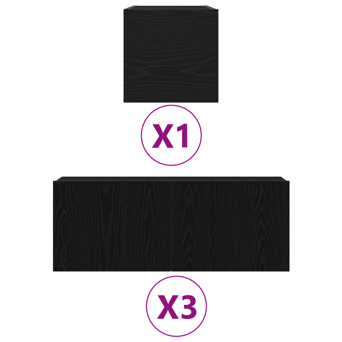 Tv-Møbelsæt 4 Dele Sort Eg 80 X 30 X 30 Cm Konstrueret Træ