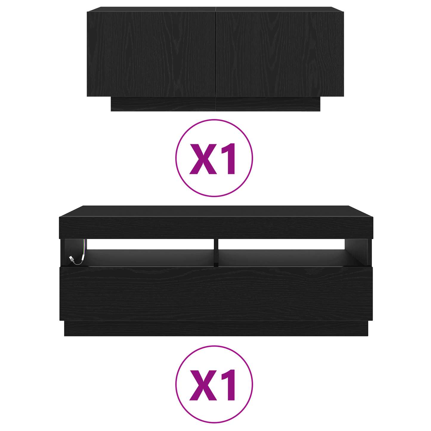 Tv-Skab 2 Dele Sort 200 X 35 X 40 Cm Konstrueret Træ